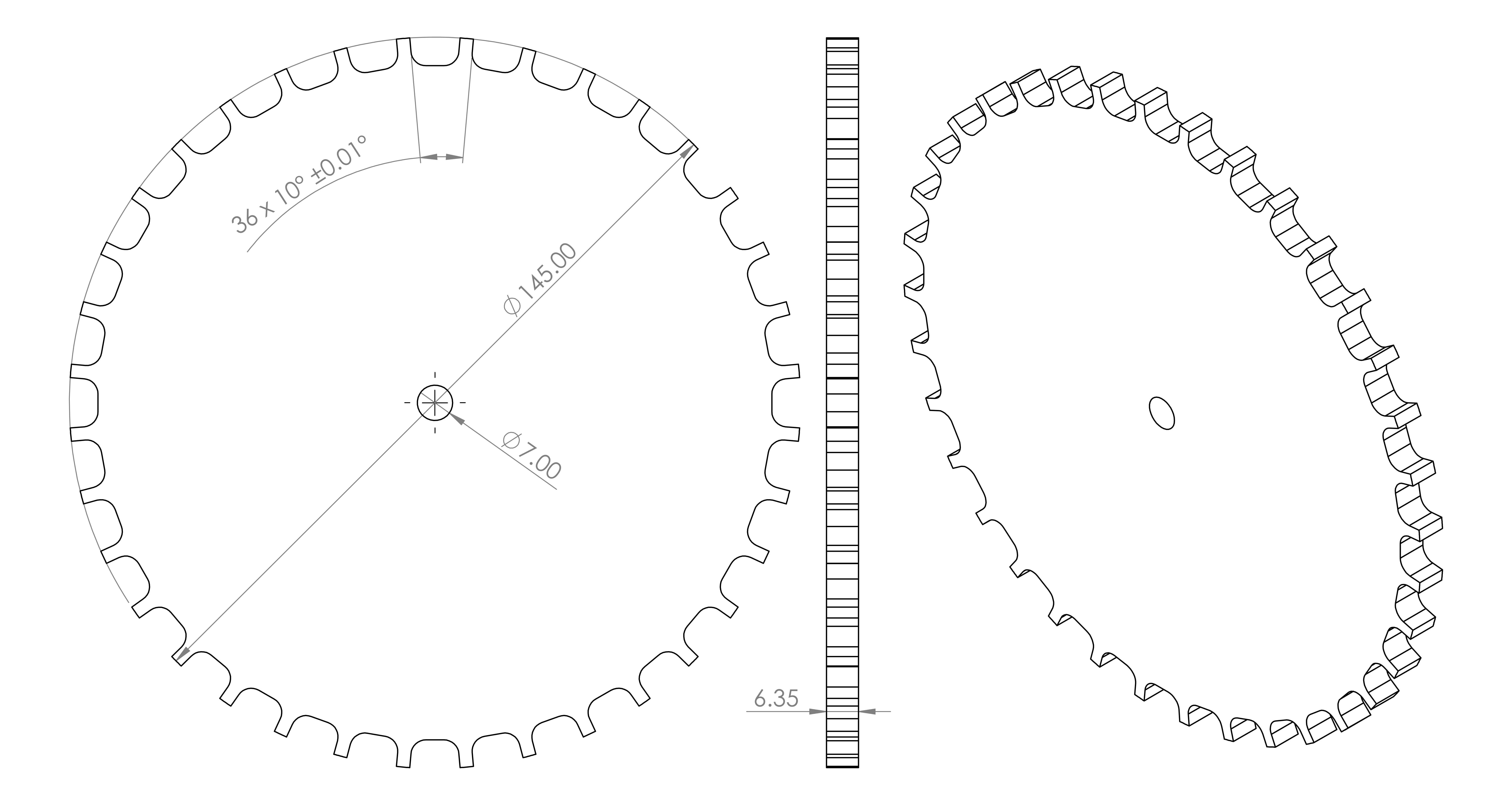 toothed wheel dimensions