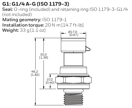 pressure sesnsor dimensions