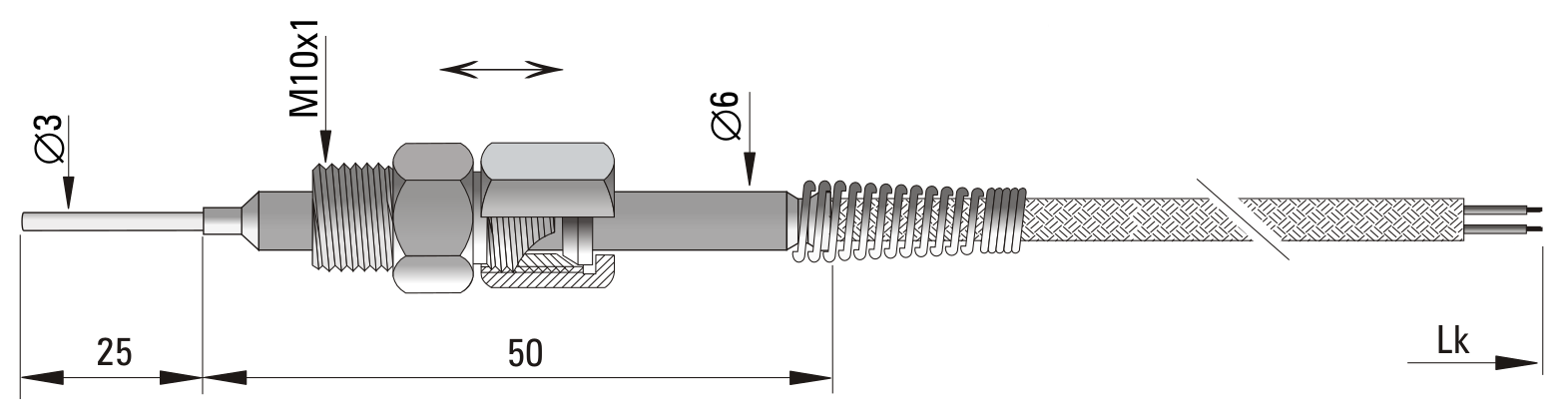 Wymiary czujnika EGT do hamowni